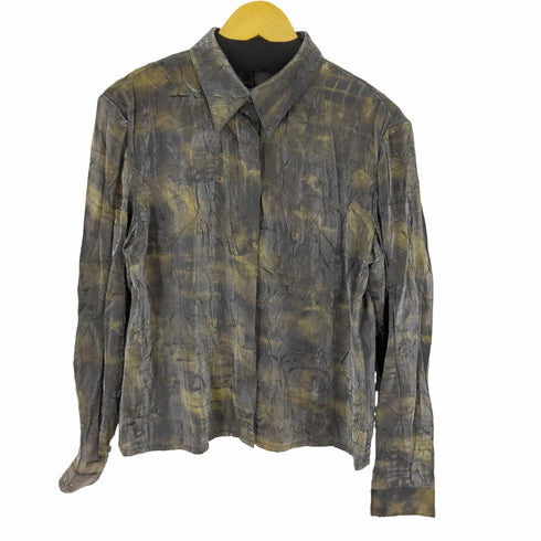 スペッシオ SPECCHIO L/S総柄シャツ シワ加工 光沢 シャイニング レディース JPN:40