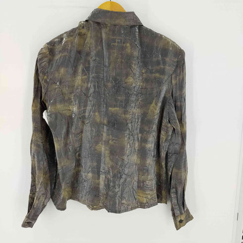 スペッシオ SPECCHIO L/S総柄シャツ シワ加工 光沢 シャイニング レディース JPN:40