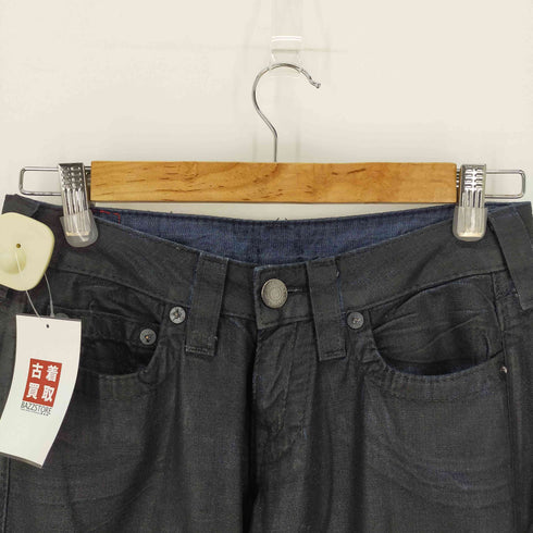 トゥルーレリジョン TRUE RELIGION ワイドデニムパンツ ワックス加工 コーティング レディース 26