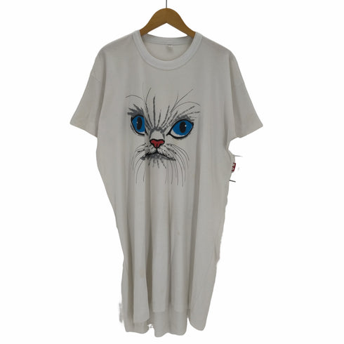 90S シングルステッチ 猫プリント ロング丈カットソー メンズ