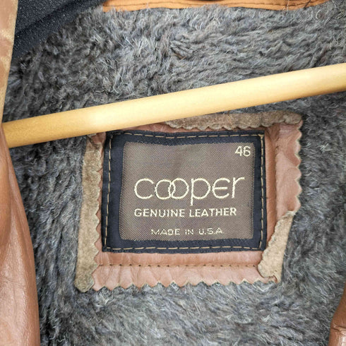 クーパー cooper MADE IN USA レザーハーフコート メンズ 46