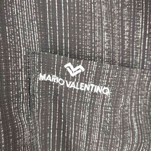 マリオバレンチノ MARIO VALENTINO 90s 縮緬 フロントロゴ刺繍 S/Sシャツ メンズ import:M