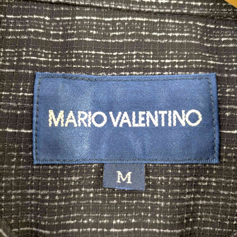 マリオバレンチノ MARIO VALENTINO 90s 縮緬 フロントロゴ刺繍 S/Sシャツ メンズ import:M