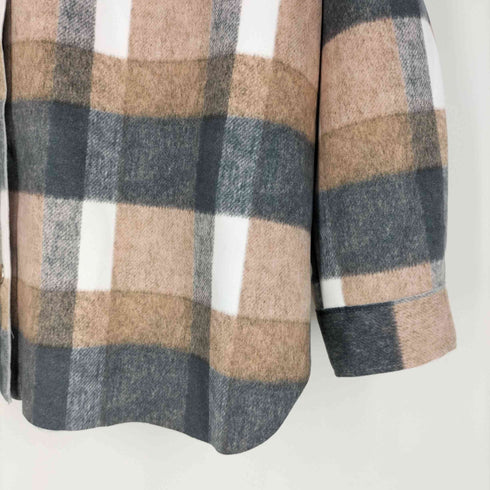 ザラ ZARA チェックオンチェック スナップボタン ポリシャツ レディース import:L