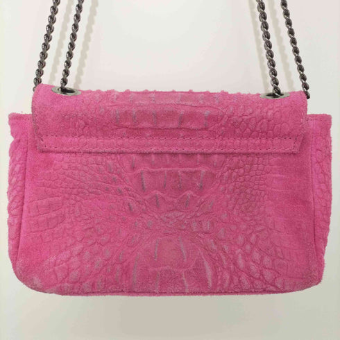 BORSE IN PELLE Genuine Leather Chain Shoulder Crossbody Clutch Bag 型押し ショルダーバッグ レディース
