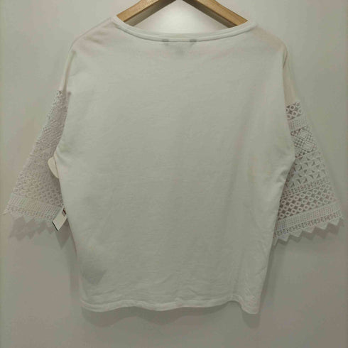 ローレンラルフローレン LAUREN RALPH LAUREN 袖レース切替 クルーネックTシャツ レディース import:S