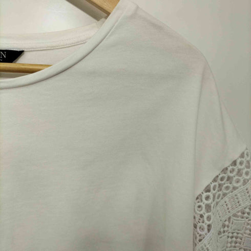 ローレンラルフローレン LAUREN RALPH LAUREN 袖レース切替 クルーネックTシャツ レディース import:S