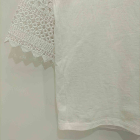 ローレンラルフローレン LAUREN RALPH LAUREN 袖レース切替 クルーネックTシャツ レディース import:S