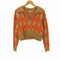 ザラ ZARA アーガイル柄 クロップド Vカット ニット レディース import:M