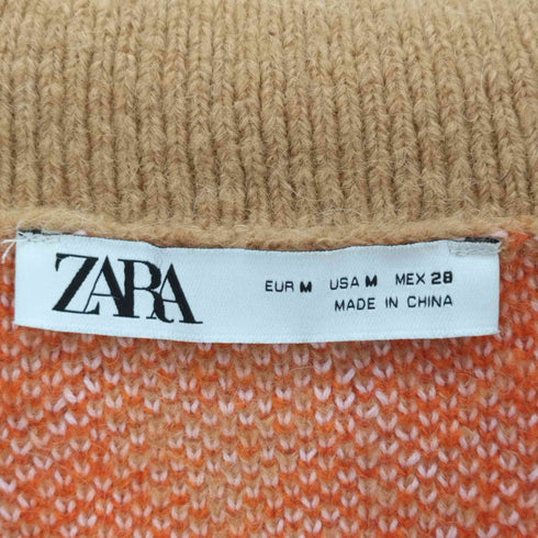 ザラ ZARA アーガイル柄 クロップド Vカット ニット レディース import:M