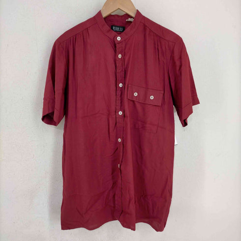 Wishbone Ash 90s MADE IN UK 片ポケ ショルダーギャザー ノーカラーレーヨン100 S/Sシャツ メンズ import:M