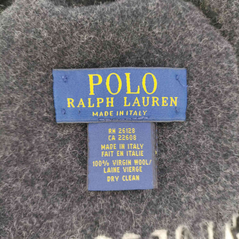 ポロラルフローレン POLO RALPH LAUREN イタリア製 ポニー刺繍 ウールフリンジマフラー メンズ