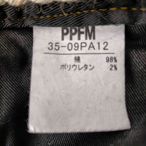 ピーピーエフエム PPFM レイヤード ディティール ダメージ アタリ加工 テーパードデニムパンツ メンズ