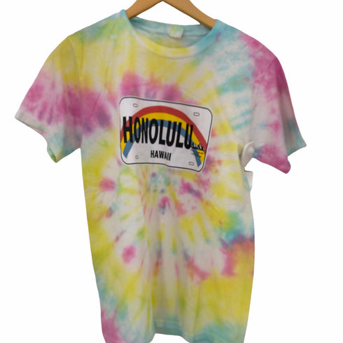 ヘインズ Hanes HONOLULUプリント タイダイ柄 S/S Tシャツ メンズ