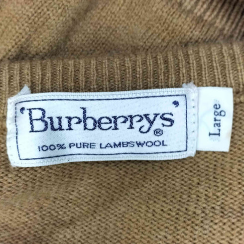 バーバリーズ BURBERRYS 白タグ ダイヤデザイン V字 ウール ニット メンズ import:L