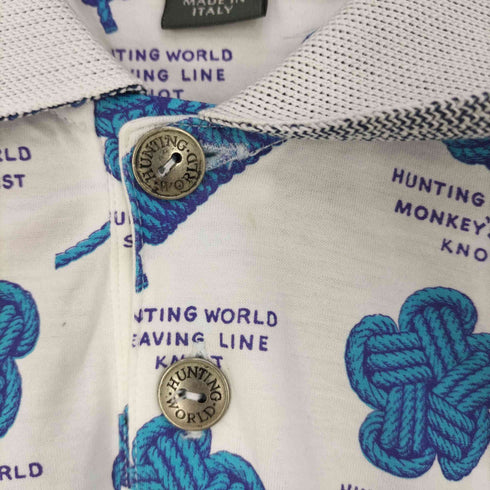 ハンティングワールド HUNTING WORLD イタリア製 総柄 メタルボタン ポロシャツ メンズ import:S