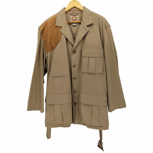 バナナリパブリック BANANA REPUBLIC 80s前期 ショルダーレザー コットン ベルト付き ハンティングジャケット メンズ import:L
