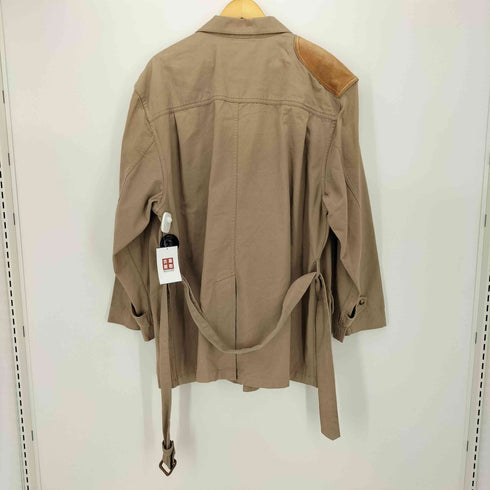 バナナリパブリック BANANA REPUBLIC 80s前期 ショルダーレザー コットン ベルト付き ハンティングジャケット メンズ import:L