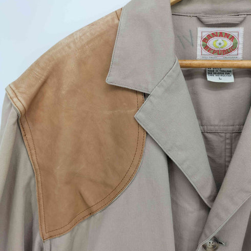 バナナリパブリック BANANA REPUBLIC 80s前期 ショルダーレザー コットン ベルト付き ハンティングジャケット メンズ import:L