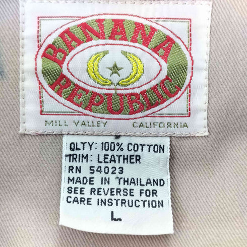 バナナリパブリック BANANA REPUBLIC 80s前期 ショルダーレザー コットン ベルト付き ハンティングジャケット メンズ import:L