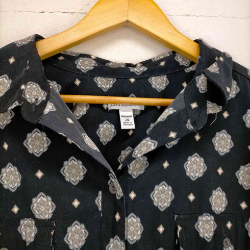 クラフトアンドバロー Croft&Barrow 総柄2P S/S シャツ レディース 2X