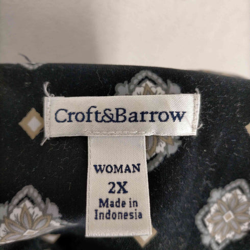 クラフトアンドバロー Croft&Barrow 総柄2P S/S シャツ レディース 2X