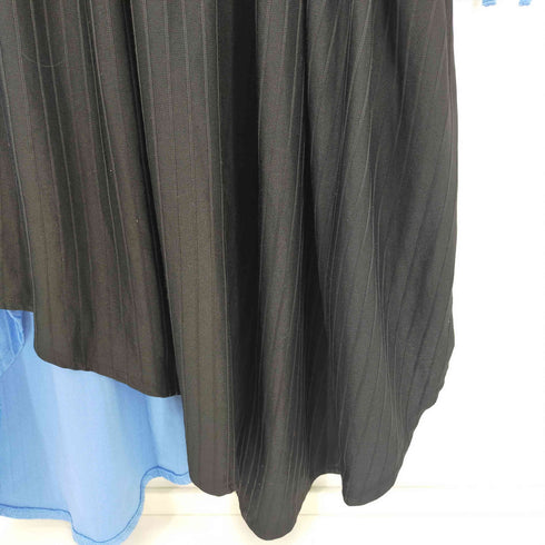 ザラ ZARA BLACK AND BLUE RIBBED DRESS WITH RUCHING レディース JPN:L