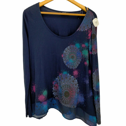 デシグアル Desigual Blouse BOLONIA Regular Fit ビジューフラワープリントカットソー レディース import:XL