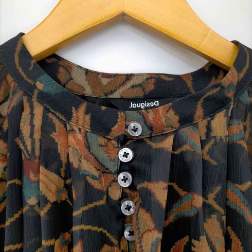 デシグアル Desigual マオカラーとパフスリーブのレディースオーバーサイズブラウス レディース import:L