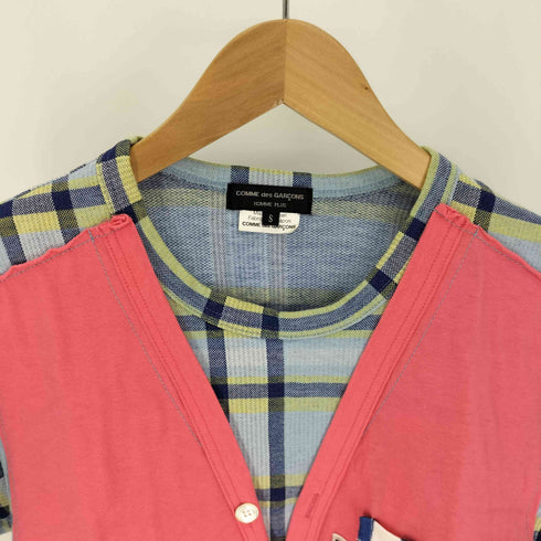 コムデギャルソンオムプリュス COMME des GARCONS HOMME PLUS AD2009 ロゴワッペン ドッキング チェック S/S Tシャツ メンズ JPN:S