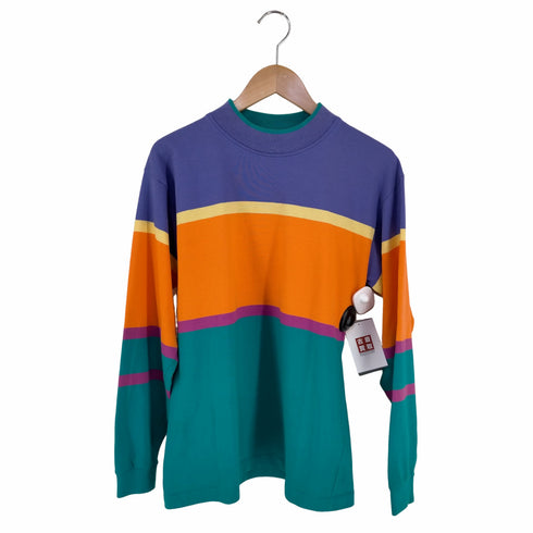 ランズエンド LANDS END USA製 モックネック ボーダー Tシャツ ユニセックス メンズ import:S