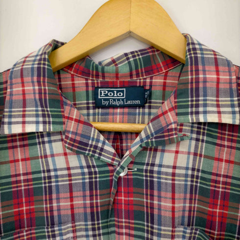 ポロバイラルフローレン Polo by RALPH LAUREN 90S コットン マルチチェック 開襟 S/Sシャツ メンズ import:M