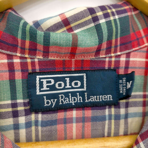 ポロバイラルフローレン Polo by RALPH LAUREN 90S コットン マルチチェック 開襟 S/Sシャツ メンズ import:M