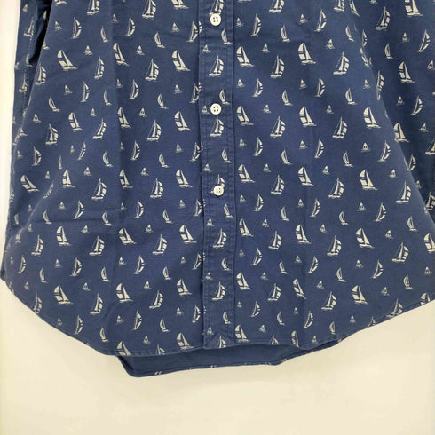 ラルフローレン RALPH LAUREN ヨット柄 コットン B.D S/Sシャツ メンズ import:S