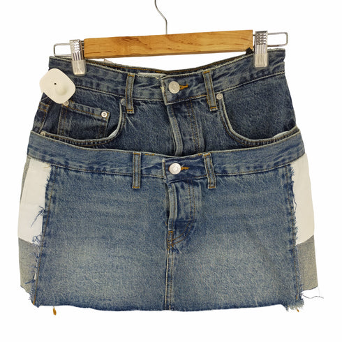 ザラ ZARA ZW DENIM レイヤードデザインデニムミニスカート レディース S