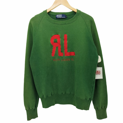 ポロバイラルフローレン Polo by RALPH LAUREN 90S ロゴ刺繍 クルーネックスウェット メンズ import:M