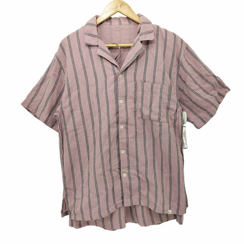 グリーンレーベルリラクシング GREEN LABEL RELAXING ストライプ ガーゼ素材 オープンカラーシャツ セットアップ メンズ M/M
