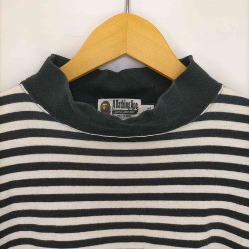 アベイシングエイプ A BATHING APE ボーダーモックネック ロングスリーブTシャツ ロンT メンズ import:XL