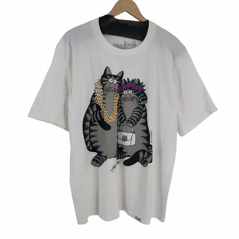 クレイジーシャツ CRAZY SHIRTS USA製 袖シングル クリバンキャット クルーネックTシャツ メンズ import:L