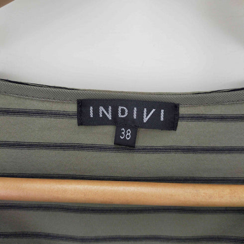 インディヴィ INDIVI ストライプジャージプルオーバー レディース 38