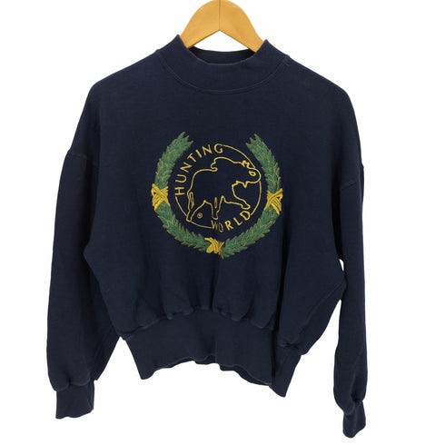 ハンティングワールド HUNTING WORLD MADE IN ITALY ロゴ刺繍 モックネック スウェット トレーナー レディース JPN:M