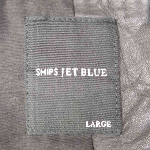 シップスジェットブルー SHIPS JET BLUE スヌード レザー ダブルライダース ジャケット メンズ JPN:L