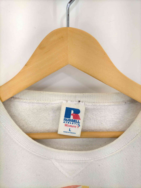 ラッセルアスレチック RUSSELL ATHLETIC 90S MADE IN MEXICO フロントプリントVガゼットクルーネックスウェット レディース import:L