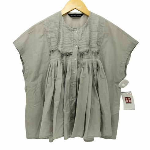 ミズイロインド mizuiro ind 21SS コットンピンタックノースリーブシャツ レディース