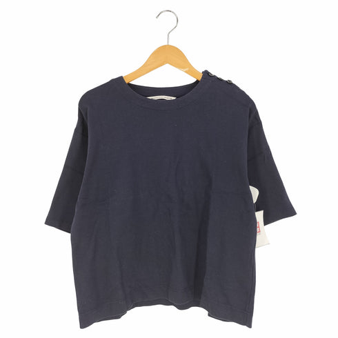 グランドママドーター GRANDMA MAMA DAUGHTER ショルダーボタン コットンレーヨンクルーネックTシャツ レディース JPN:0