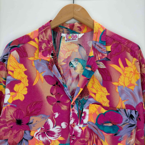 pinacolada USA製 ハイビスカス アロアシャツ メンズ JPN:L