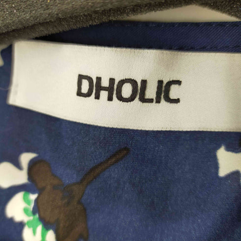ディーホリック DHOLIC フロントボタン半袖マキシワンピース 花 総柄 レディース