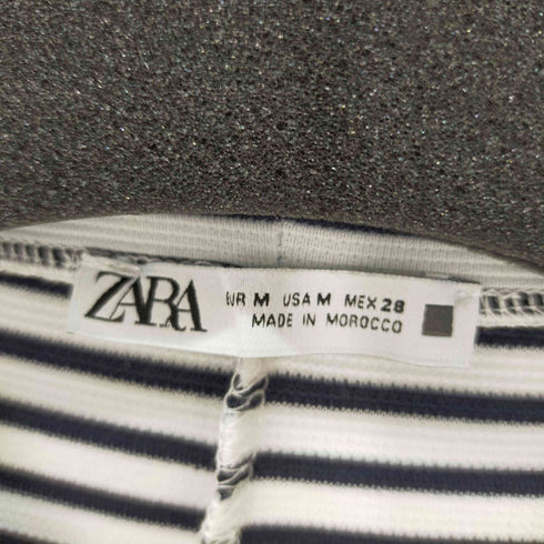 ザラ ZARA OTTOMAN KNIT MINI DRESS ボーダーワンピース レディース import:M