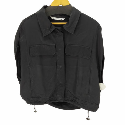 ザラ ZARA 2ポケットノースリーブシャツベスト ドローコード レディース JPN:XS