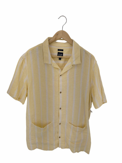 ギャップ Gap リネン混 S/S オープンカラーシャツ ストライプ メンズ JPN:L